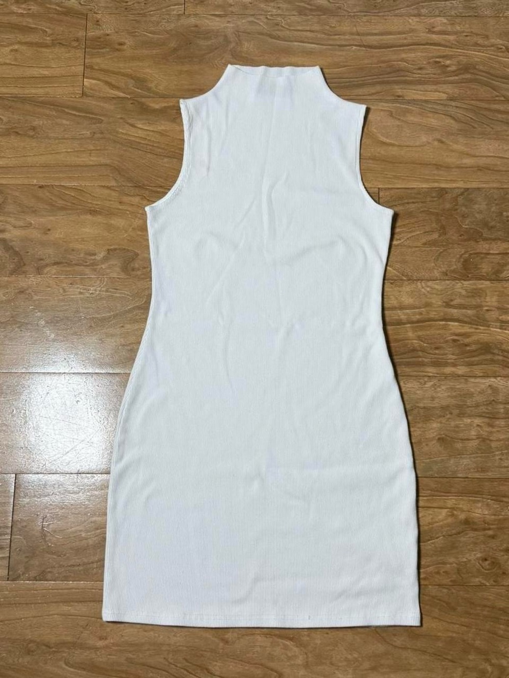 Finesse White Sleeveless Ribbed Mock Neck Mini Dress